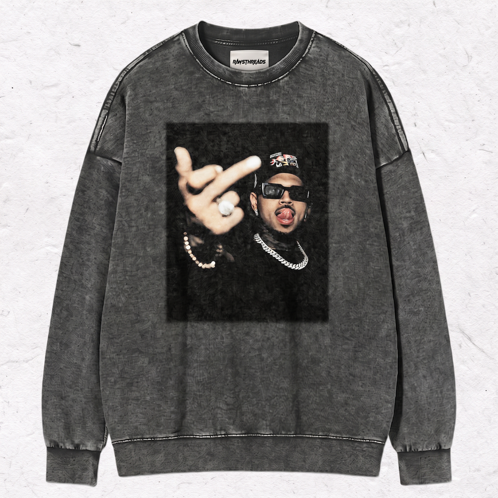 CHRIS BROWN V2 MIDDLE FINGER TEE & SWEAT & HOOD